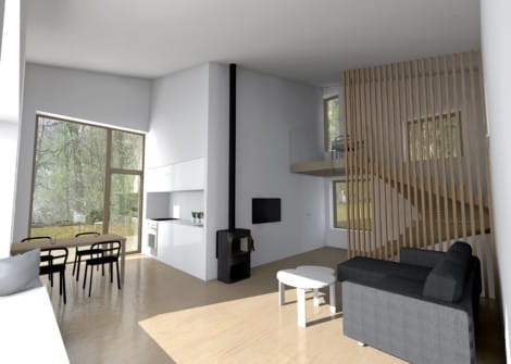 Rekreační chaty v lese