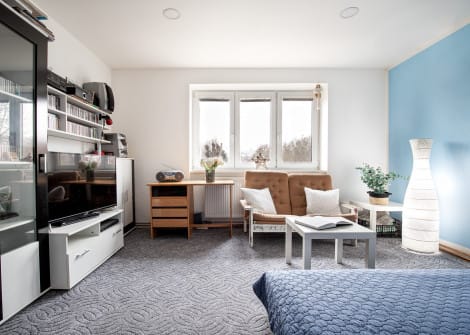 Cihlový byt 2+1 se zahradou, dílna, velký sklep